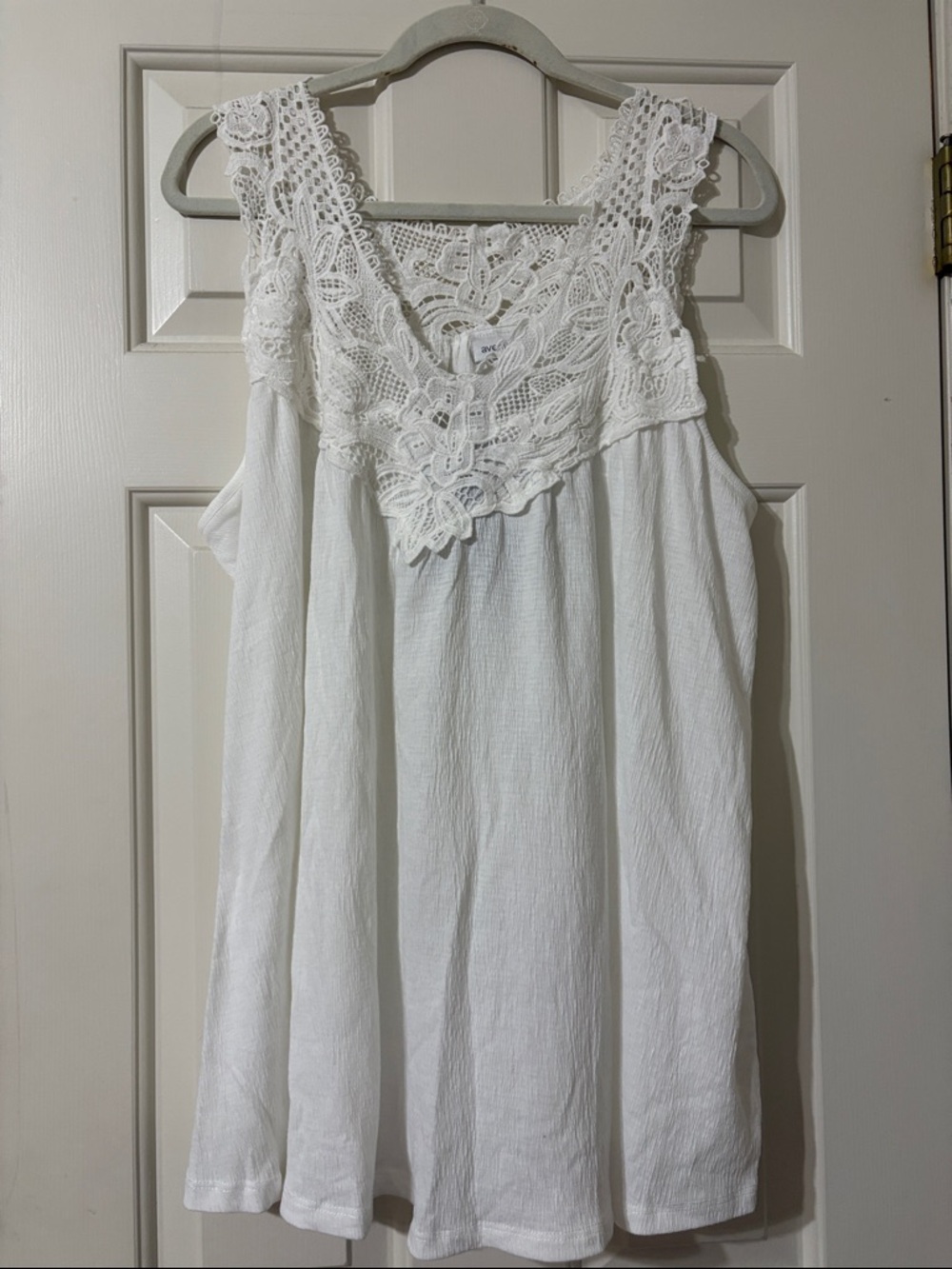 Avenue white Crochet Yoke Tank Top